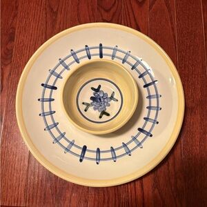 Louisville Stoneware Serving Dish Chip and Dip Brooke Pattern